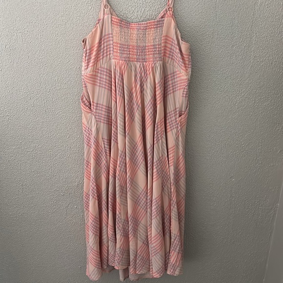 Torrid Womens Plus Plaid Challis Button Front Midi Dress, Pink Peach, Size 1/1X - Picture 7 of 9